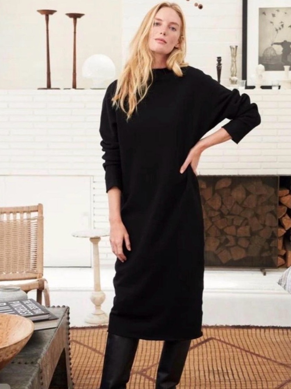 Frank & Eileen Izzie Black Funnel Neck Dress Size Large